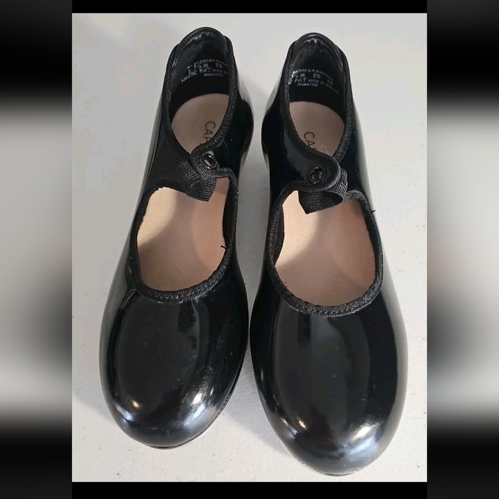 Capezio Jr. Tyette tap shoes Tele Tone. black patent Size Big Girls Size 2.5M